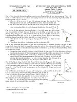 Đề thi học sinh giỏi lớp 10 môn Vật Lí cấp tỉnh tỉnh Hà Tĩnh năm học 2012  2013