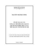 Năng lực đổi mới sáng tạo của chủ doanh nghiệp nhỏ và vừa trên địa bàn Thành phố Hà Nội
