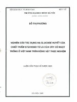 Nghiên cứu tác dụng hạ glocose huyết của chiết phẩm steviosid từ lá của cây cỏ ngọt trồng ở việt nam trên động vật thực nghiệm