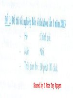 Đề thi tốt nghiệp bác sỹ đa khoa môn nhi