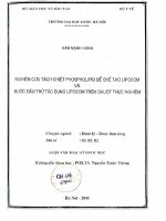 Nghiên cứu tách chiết phospholid để chế tạo liposom và bước đầu thử tác dụng lipsom trên chuột thực nghiệm