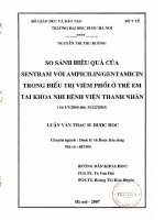 So sánh hiệu quả của sentram với ampicilin gentamicin trong điều trị viêm phổi ở trẻ em tại khoa nhi, bệnh viện thanh nhàn