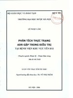 Phân tích thực trạng ADR gặp trong điều trị tại bệnh viện khu vực yên bái