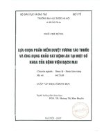 Lựa chọn phần mềm duyệt tương tác thuốc và ứng dụng khảo sát bệnh án tại một số khoa của bệnh viện bạch mai