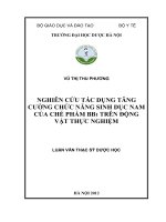 Nghiên cứu tác dụng tăng cường chức năng sinh dục nam của chế phẩm BB1 trên động vật thực nghiệm