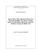 Đo lường mức độ hài lòng của doanh nghiệp về chất lượng dịch vụ kê khai thuế qua mạng, iHTKK tại quận bình tân