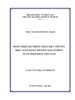 HOÀN THIỆN HỆ THỐNG NHẬN DIỆN THƯƠNG HIỆU NGÂN HÀNG TMCP XUẤT NHẬP KHẨU VIỆT NAM  LUẬN VĂN THẠC SĨ