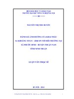 Đánh giá ảnh hưởng của khai thác sa khoáng titan zircon tới môi trường tại xã Phước Dinh huyện Thuận Nam tỉnh Ninh Thuận