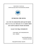 Các yếu tố ảnh hưởng đến quyết định đầu tư của các nhà đầu tư cá nhân trên sàn chứng khoán thành phố hồ chí minh