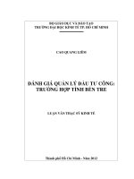 Đánh giá quản lý đầu tư công   trường hợp tỉnh bến tre