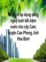Mô hình áp dụng công nghệ tưới tiết kiệm nước cho cây Cam, huyện Cao Phong, tỉnh Hòa Bình