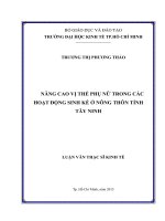 Nâng cao vị thế phụ nữ trong các hoạt động sinh kế ở nông thôn tỉnh Tây Ninh  Đại học Kinh tế TP.HCM, 2015