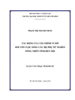 Tác động của tài chính vi mô đối với cuộc sống các hộ phụ nữ nghèo nông thôn tỉnh bến tre