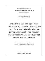 Ảnh hưởng của đào tạo   phát triển, chế độ lương và đãi ngộ, hỗ trợ của người giám sát đến cam kết của giảng viên các trường đại học khối ngành kỹ thuật tại thành phố hồ chí minh