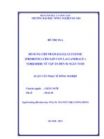 Bổ sung chế phẩm Bacillus Enzyme (Probiotic) cho lợn con lai Landrace x Yorkshirre từ tập ăn đến 56 ngày tuổi