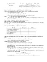 Đề thi chọn HSG lớp 10 THPT môn Sinh học năm học 2006-2007 - Vĩnh Phúc