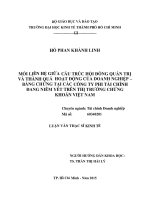 Mối liên hệ giữa cấu trúc hội đồng quản trị và thành quả hoạt động của doanh nghiệp   bằng chứng tại các công ty phi tài chính đang niêm yết trên thị trường chứng khoán việt nam