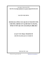 Đánh giá công tác quản lý nguồn vốn chương trình 135 tại huyện Na Hang, tỉnh Tuyên Quang giai đoạn 2006 - 2013