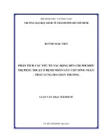 PHÂN TÍCH CÁC YẾU TỐ TÁC ĐỘNG ĐẾN CHI PHÍ ĐIỀU TRỊ PHẪU THUẬT Ở BỆNH NHÂN GÃY CỘT SỐNG NGỰC - THẮT LƯNG DO CHẤN THƯƠNG