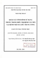 Khảo sát tình hình sử dụng thuốc trong điều trị bệnh vảy nến tại bệnh viện da liễu trung ương