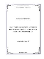 Phát triển nguồn nhân lực trong doanh nghiệp nhỏ và vừa ở huyện nghi lộc, tỉnh nghệ an