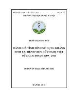 Đánh giá tình hình sử dụng kháng sinh tại bệnh viện hữu nghị việt đức giai đoạn 2009   2011