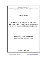 Phân tích các yếu tố ảnh hưởng đến thu nhập của hộ nông dân nghèo ở huyện Na Hang, tỉnh Tuyên Quang.