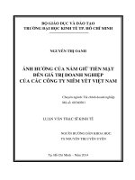 Ảnh hưởng của nắm giữ tiền mặt đến giá trị doanh nghiệp của các công ty niêm yết việt nam