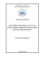 Phát triển nguồn nhân lực của các doanh nghiệp cơ khí ở cụm công nghiệp diên phú tỉnh khánh hòa