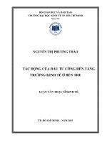 Tác động của đầu tư công đến tăng trưởng kinh tế tại bến tre
