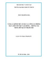 Vàng là kênh trú ẩn hay là công cụ phòng ngừa đối với việt nam đồng, những tác động đến quản trị rủi ro
