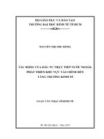 Tác động của đầu tư trực tiếp nước ngoài, phát triển khu vực tài chính đến tăng trưởng kinh tế