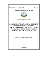Đánh giá sự tương đồng trình tự ADN ribosom ITS giữa loài bạc căn với loài hà thủ ô trắng và sàng lọc tác dụng ức chế tế bào ung thư của bạc căn