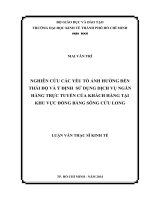 Nghiên cứu các yếu tố ảnh hưởng đến thái độ và ý định sử dụng dịch vụ ngân hàng trực tuyến của khách hàng tại khu vực đồng bằng sông cửu long