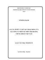 Cơ cấu sở hữu và kết quả hoạt động của các công ty niêm yết trên thị trường chứng khoán việt nam