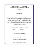 Các nhân tố ảnh hưởng đến quyết định chọn ngân hàng để gửi tiền tiết kiệm của khách hàng cá nhân tại khu vực TPHCM