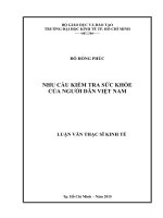 Nhu cầu kiểm tra sức khỏe của người dân Việt Nam  Đại học Kinh tế TP.HCM, 2015