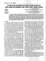 Môi chất cho chu trình hữu cơ làm việc ở dải nhiệt độ trung bình - Lựa chọn và nghiên cứu tính chất nhiệt động