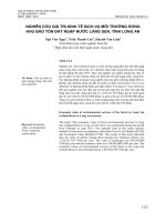 Nghiên Cứu Giá Trị Kinh Tế Dịch Vụ Môi Trường Rừng Khu Bảo Tồn Đất Ngập Nước Láng Sen, Tỉnh Long An