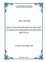 Nâng cao sự hài lòng đối với công việc của kiểm toán viên kiểm toán nhà nước khu vực II