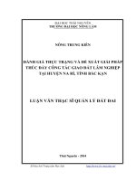 Đánh giá thực trạng và đề xuất giải pháp thúc đẩy công tác giao đất lâm nghiệp tại huyện Na Rì, tỉnh Bắc Kạn