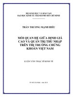 Mối quan hệ giữa định giá cao và quản trị thu nhập trên thị trường chứng khoán việt nam