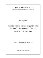 Các yếu tố tác động đến quyết định nắm giữ tiền mặt của công ty của công ty niêm yết tại việt nam