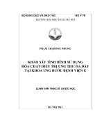 Khảo sát tình hình sử dụng hóa chất điều trị ung thư dạ dày tại khoa ung bướu bệnh viện e