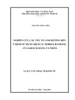 Nghiên cứu các yếu tố ảnh hưởng đến ý định sử dụng dịch vụ mobile banking của khách hàng cá nhân