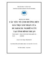 Các yếu tố ảnh hưởng đến giá trị cảm nhận của du khách, nghiên cứu tại tỉnh bình thuận