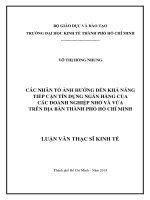 Các nhân tố ảnh hưởng đến khả năng tiếp cận tín dụng ngân hàng của doanh nghiệp nhỏ và vừa trên địa bàn TPHCM