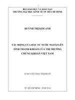 Tác động của đầu tư nước ngoài lên tính thanh khoản của thị trường chứng khoán việt nam