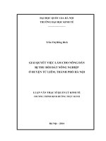 Giải quyết việc làm cho nông dân bị thu hồi đất nông nghiệp ở Huyện Từ Liêm, Thành phố Hà Nội