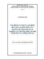 Tác động của di cư lao động đến chất lượng sông của người cao tuổi còn ở lại, nghiên cứu trường hợp tại một số huyện của tỉnh long an